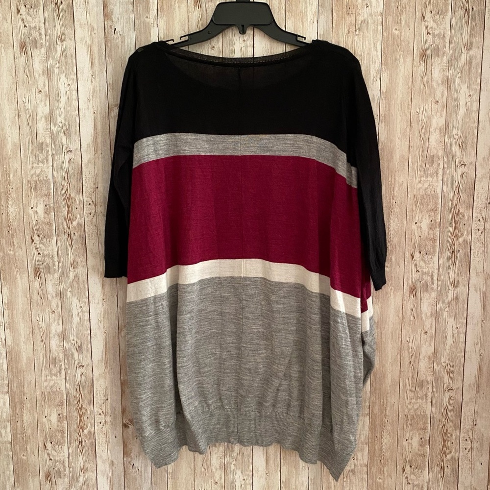 Free People Merino Wool/Alpaca Colorblock Wide Stripe Oversized Pullover - Picture 6 of 9